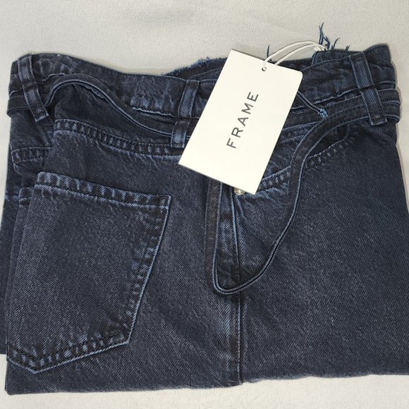 FRAME High Rise Baggy Pant Raw Hem Color:Supermoon Size 24 - Picture 7 of 7